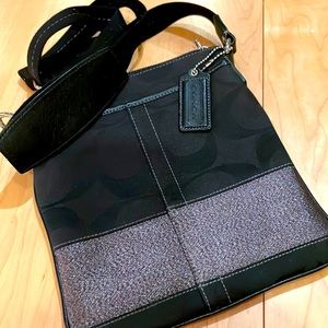Coach crossbody, never used. Black with silver hardware, Tiffany blue lining.